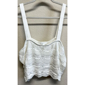 Abound Crop Top Crochet Knit Wide Strap Ivory XL Women's Blouse NEW
